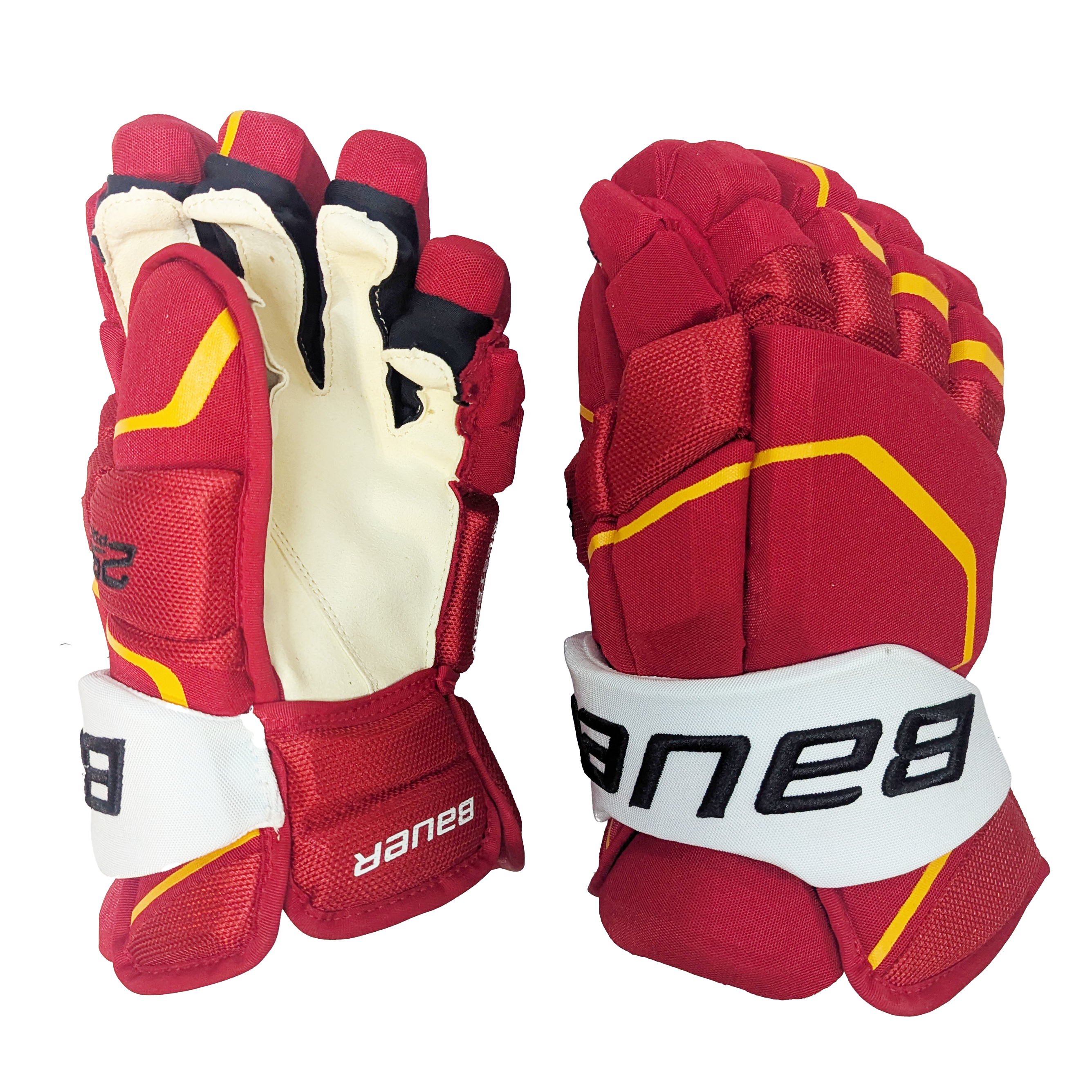 Bauer Supreme 2S Pro – Gant de la LNH Pro Stock – Flames de Calgary (rouge/jaune/blanc)
